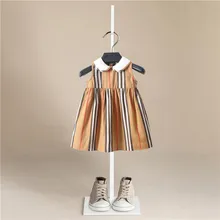 Summer Baby l Clothes Bebe Girls Dress Sets Kids Stripe Style Dresses Casual Sleeveless Lapel Tutu kids dresses for girls