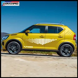 1 Set Car Sticker Body Door Side Skirt Vinyl Decal For SUZUKI-IGNIS Auto Racing Decal Hexagonal Grahpic Accessories (3)_副本