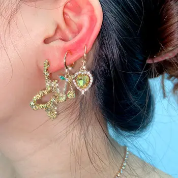 

Flatfoosie 3Pcs/Set Fashion Cherry Heart Crystal Drop Earrings For Women Simple Butterfly Earring Sets Statement Jewelry Gift