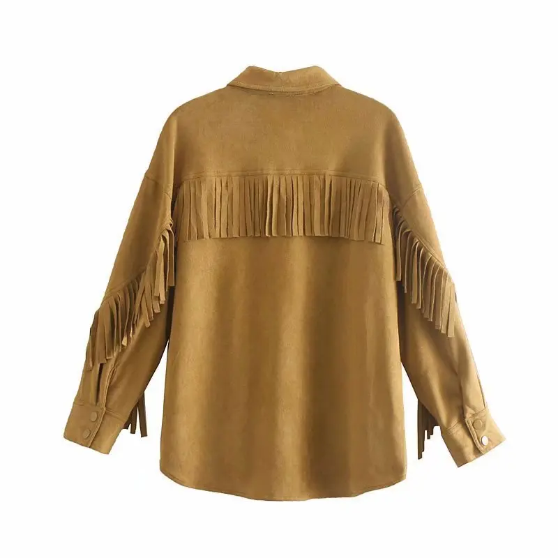 

Europe And America WOMEN'S Dress 2019 Spring And Autumn New Style Tassels Decoration Suede Jacket Women's A9286