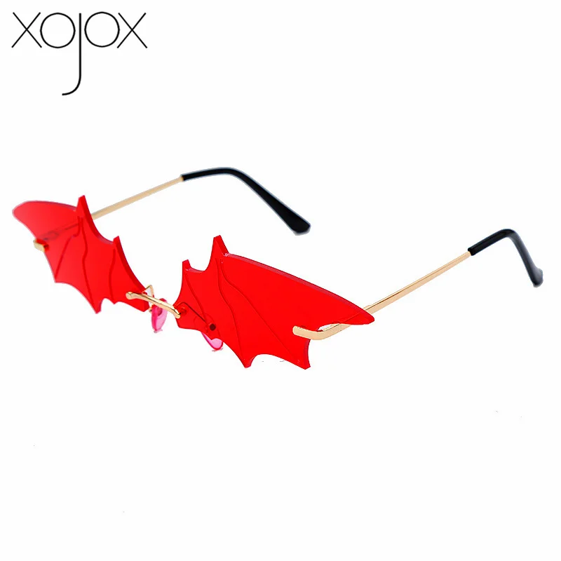 XojoX Rimless Vintage Sunglasses Women Luxury Brand Trending Sun Glasses Men Retro Bat Shape Eyeglasses 2020 Cool Glasses UV400