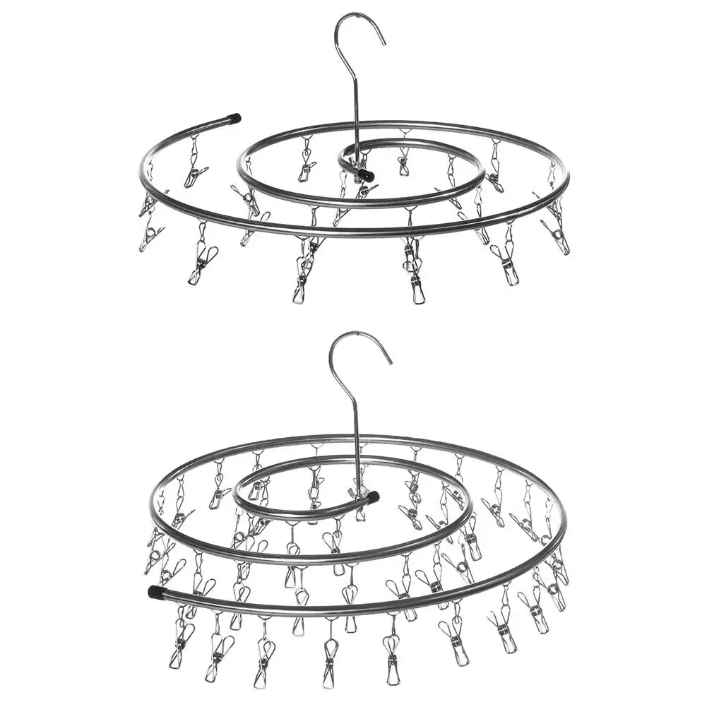 Skroad - Porta Ganchos De Ropa, Juego De 3 Perchas De Acero Inoxidable Con 10 Clips Para Calcetines, Ropa Interior Y Accesorios Pequeños