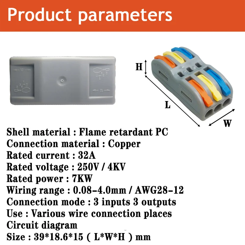 Mini Fast Wire Cable Connectors Universal Compact Conductor Spring Splicing Wiring Connector Push-in Terminal Block SPL/KV-2/3