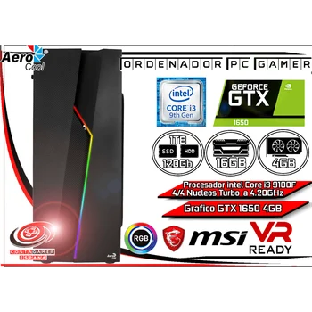 

Tower Pc Gamer Computer intel Core i3 9100F X4/4 4.20Ghz 16 hard gb DDR4 120 hard gb SSD Disk + 1TB HDD tarjeta GTX 1650 4 hard gb + Wifi + WIN10