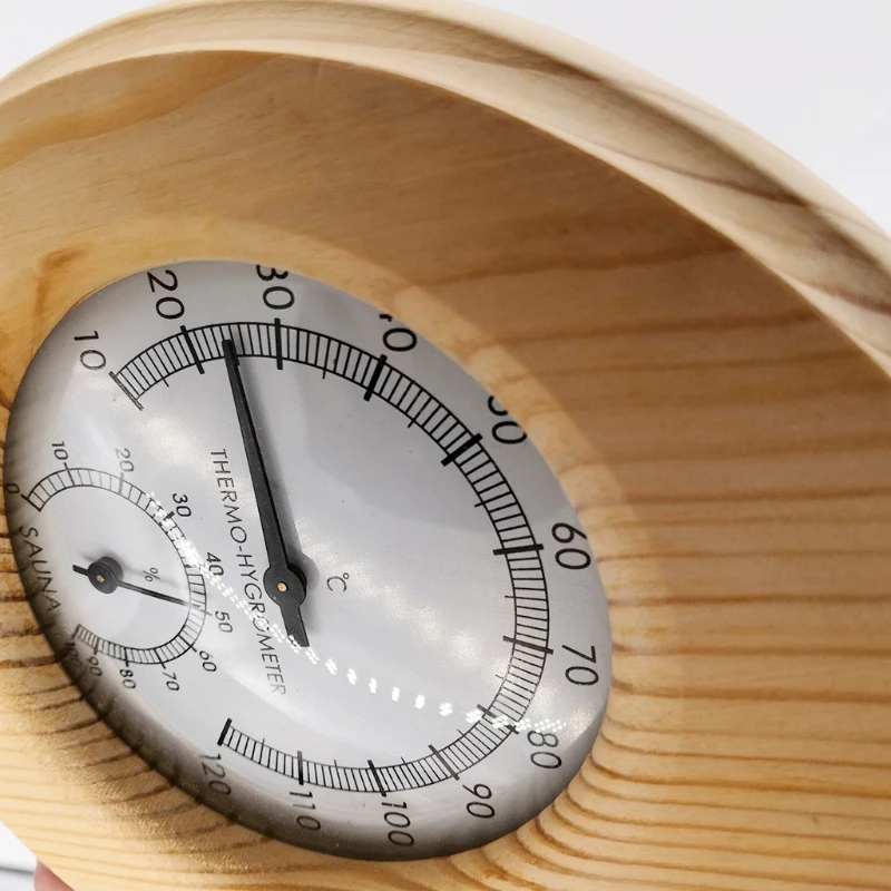Sauna Room Accessories Wooden Temperature and Humidity Meter Dry Steam Solid Wood Display Water Drop Shape | Инструменты