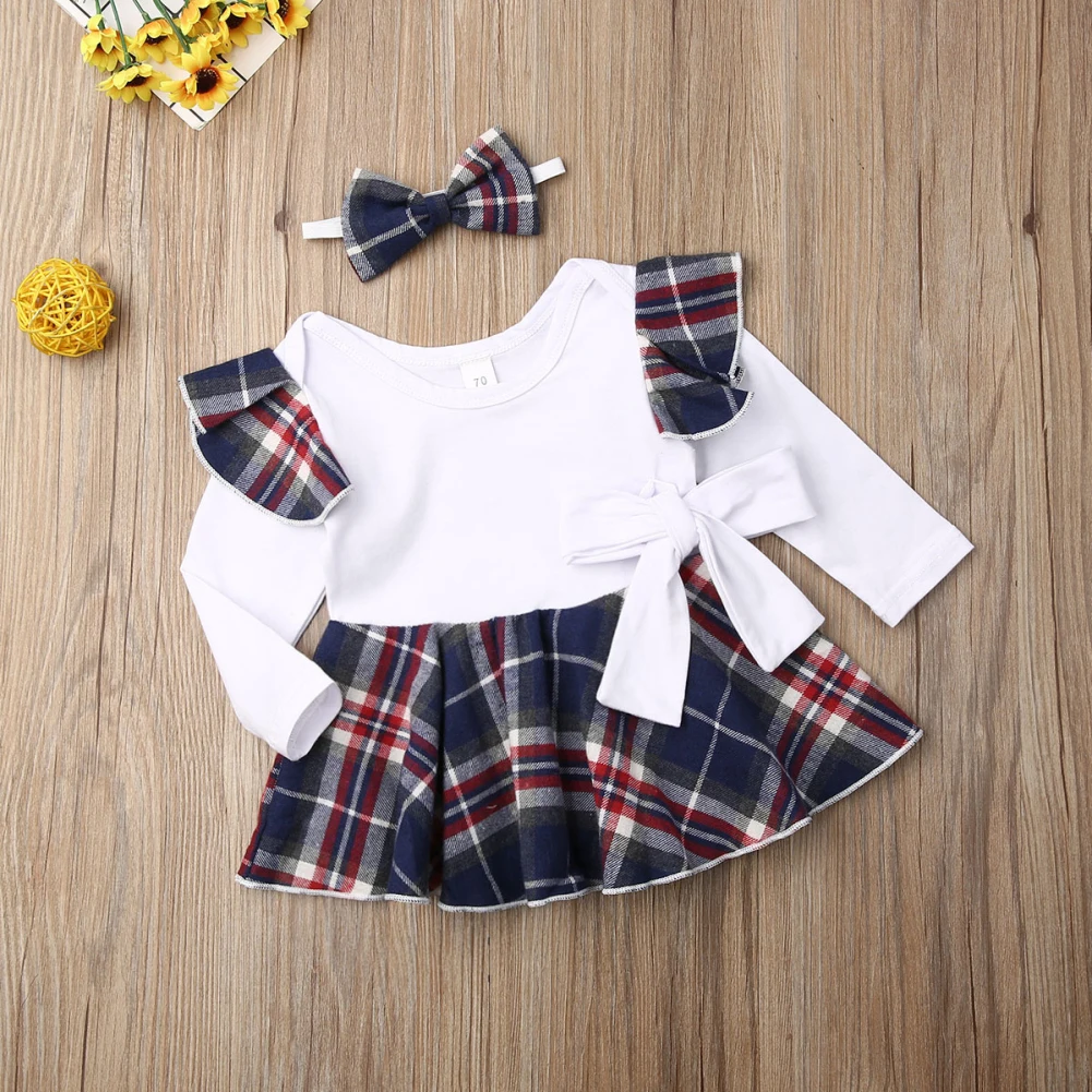 Focusnorm/Рождественская Одежда для новорожденных девочек от 0 до 18 месяцев осеннее боди с бантом и длинными рукавами рождественские наряды