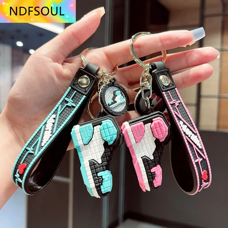 Basketball Shoes Keychain Building Blocks Anime Charm Key chain Men's  Backpack Keychain Accessories Friends Gift Keychain