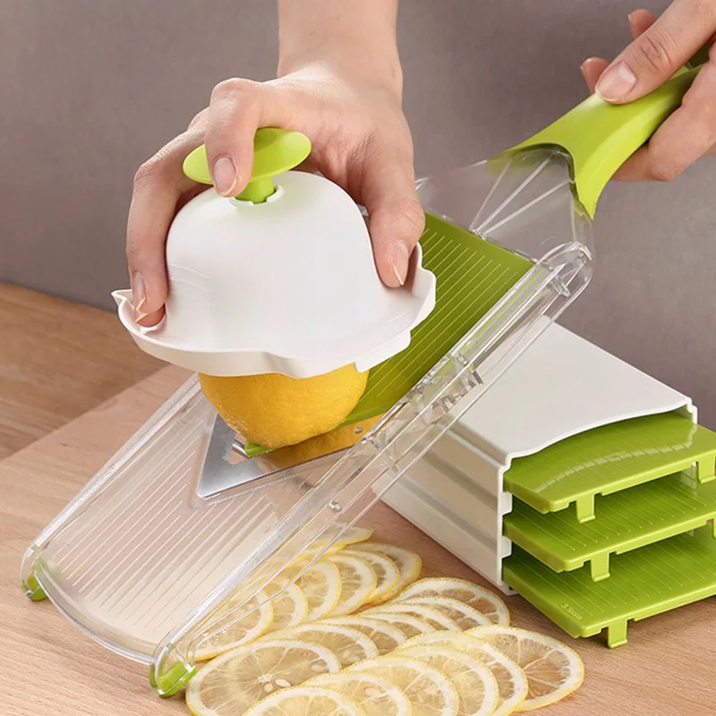 

Manual Lemon Chopper 4 Blade Adjustable Lemon Slicer Wipe Fruit V Slicer Vegetable Julienne Cutter Household Lemon Slicing Tool