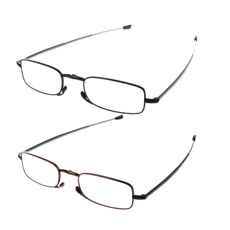 

2 Pairs Of Compact Folding Reading Glasses with Mini Flip Top Carrying Case for Fashion Men and Women Rotation Eyeglass +1.0, Bl