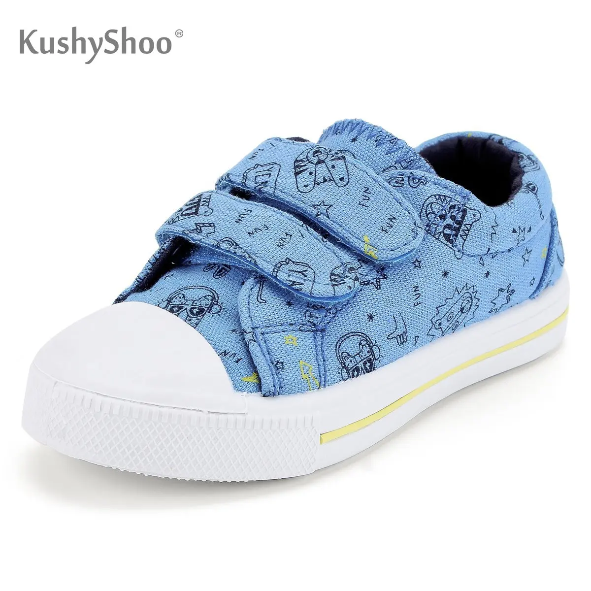 

KushyShoo Toddler Sneakers Boys Cartoon Dual Hook and Loops Girls Sneakers Baby Canvas Shoes Children's Sneakers Shoes Kids