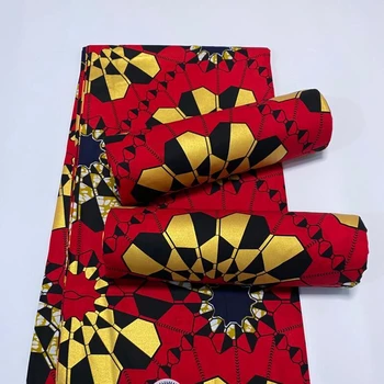 

Nigerian Satin African Gold Wax Fabrics Cotton Print Rapper Batik Ankara red And Makings Veritable Material