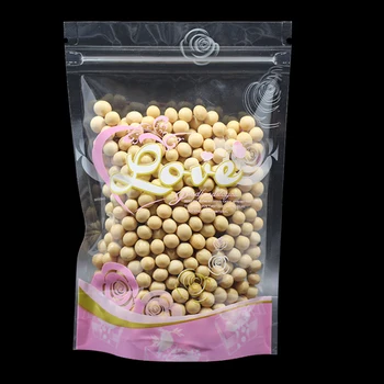 

200Pcs Pink Clear Stand Up Poly Pouch Plastic Food Packaging Bag Zip Lock Ziplock Resealable Tea Dried Fruit Flower Nuts Packing