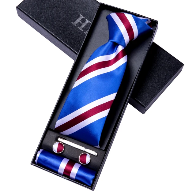 Оригинальный мужской галстук с полоской в наборе с запонками 1