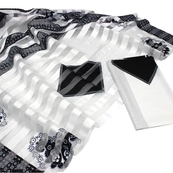 

New African silk wax fabric Digital printing satin wax fabric for dress African wax silk fabric with chiffon set for party dress