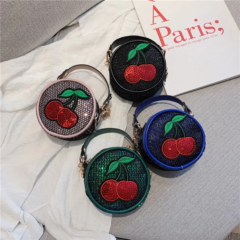

Handbag Inclined Shoulder Bag Lovely Princess Joker Sequins Deserve Act Role Bag Change Portable Small Round Bag Women Shoulder
