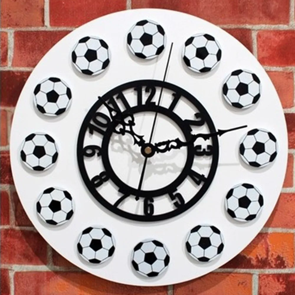 

Football Style Non-ticking Acrylic Wall DIY Clock Watch Fashion Style For Living Room Office Kids Football Fans Wall Decor