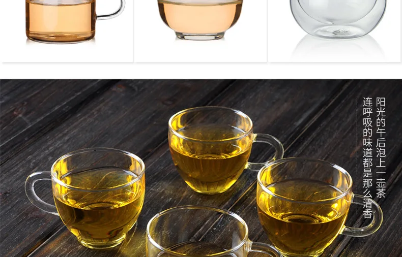 Customizable Cup Heat-Resistant Environmentally Friendly Glass Teacup Creative Small Handle Cup Advertisement Cup Tea Kung Fu He