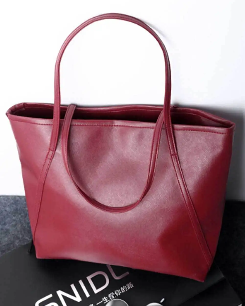 Женская кожаная сумка-мессенджер дамская сумка-хобо сумка на плечо сумка-тоут PU кошелек сумка-портфель - Цвет: Бургундия