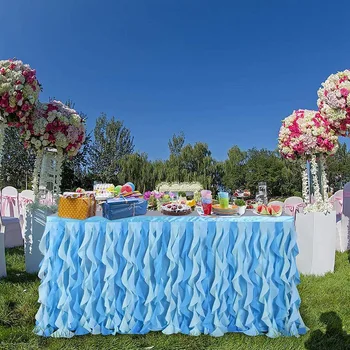 

Mixed Blue Table Skirt Ruffled Table Skirt Rectangular or Round Table Skirt Willow Table Skirt Baby Shower Birthday Wedding Banq