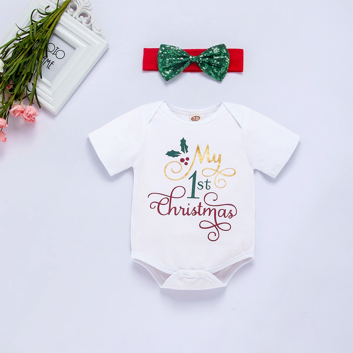 Комплект одежды для новорожденных девочек из 3 предметов милый комбинезон с