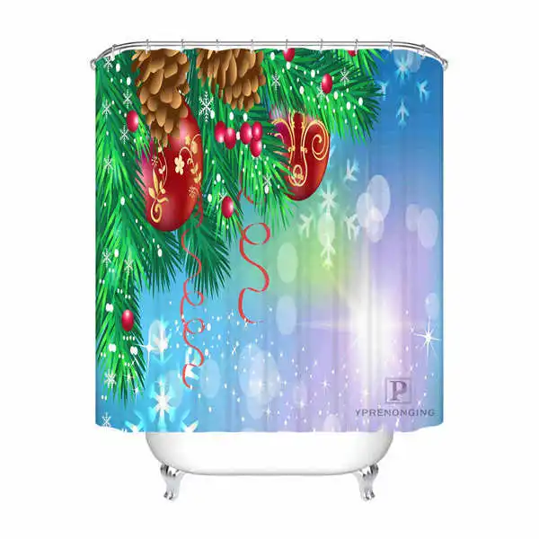 Shower Curtain Пользовательские Водонепроницаемый душ Шторы красный Рождественская елка напечатаны Ванная комната Декор различные размеры#180324-01-32 - Цвет: Shower Curtain
