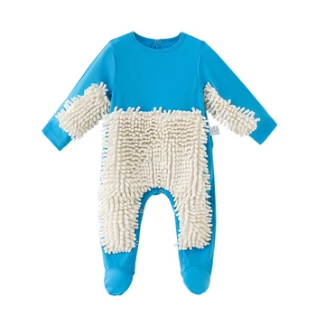 

Baby Mop Romper Outfit Floors Cleaning Broom Long-sleeve Jumpsuit Crawl Clothes for Newborn Baby Crawls Toddler Swob