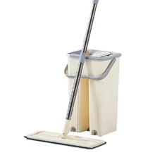 

Squeeze Flat Floor Mop and Bucket Set Microfiber Mop Pads,Hand Free Wet and Dry