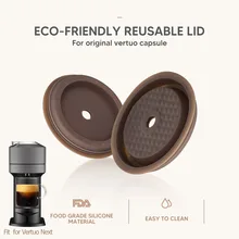 ICafilas Reusable Silicone Cover for Nespresso Vertuo Capsule Disposible Original Coffee Caps Filter for Vertuo Next Machine