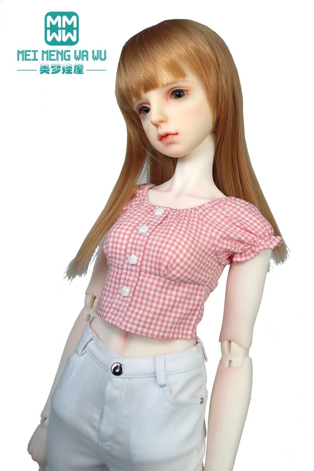 En venta Muñeca articulada esférica de 58cm-60cm, ropa para muñeca BJD SD, camisa a cuadros de moda, Falda vaquera, Falda corta, 1/3 qxQKM6Rp5a7