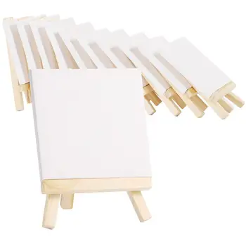 

10 Sets Canvas and Easel Set Natural Easel Set Painting Craft Drawing Kit for Professional Artist Hobby Painter
