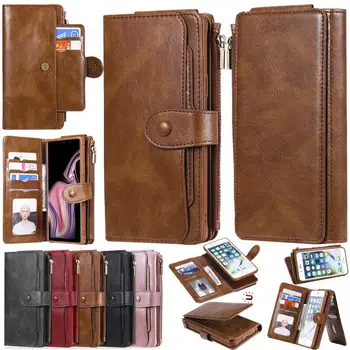 

Phone Case For Samsung Galaxy S10 5G Case Leather Wallet Flip Cover Luxury Protective Bag Magnetic Zipper Stand Card Slot Holder