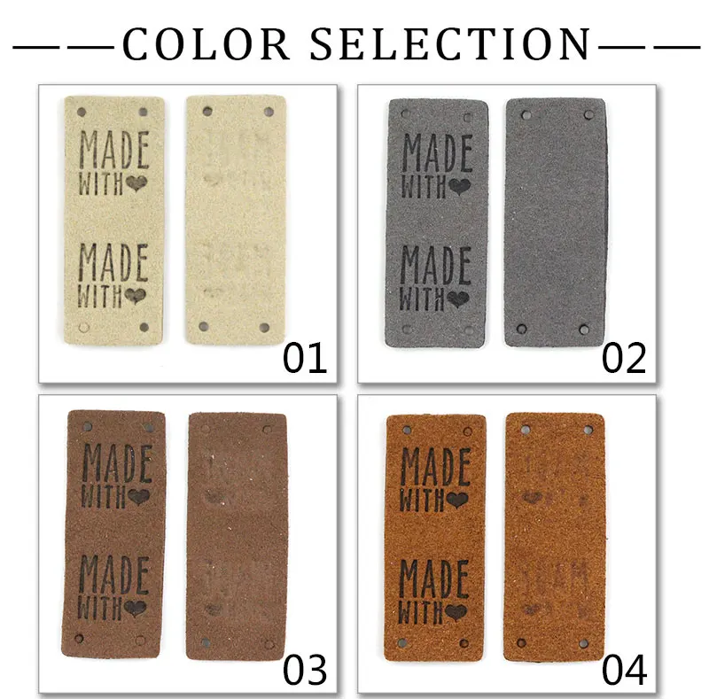 20Pcs Handmade Label Made With Love Labels Leather Tags For Clothes Sew Tags DIY Hand Made Jeans Bags Shoes Garment Accessories