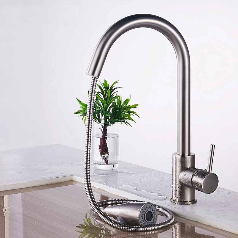  water saving Faucet Shower Pull out Head & Hose Kit Trailers Single Handle Hot Cold Tap Sink Set ba - 4000314445689