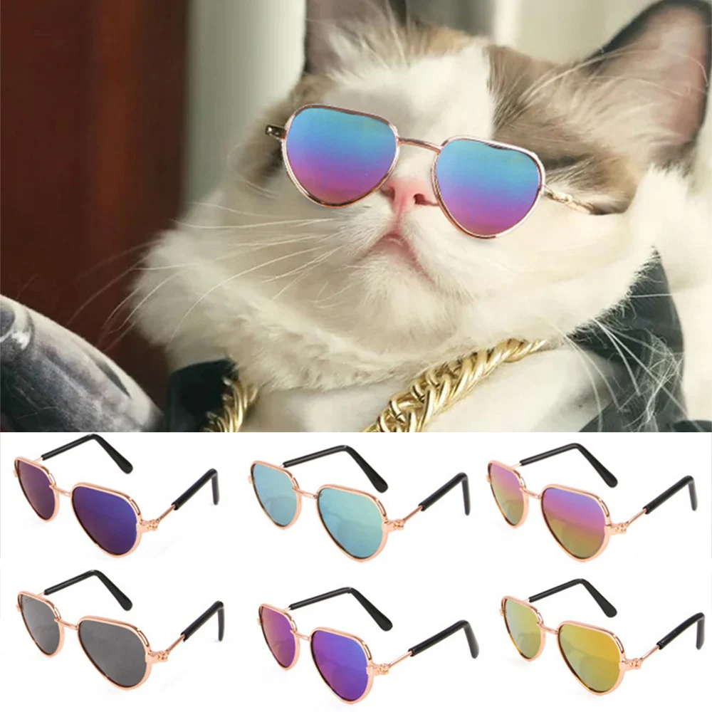 Gafas de sol para gatos y mascotas adorables, productos para mascotas, gatito, juguete para perro, fotos, accesorios para mascotas, forma de corazón colorido