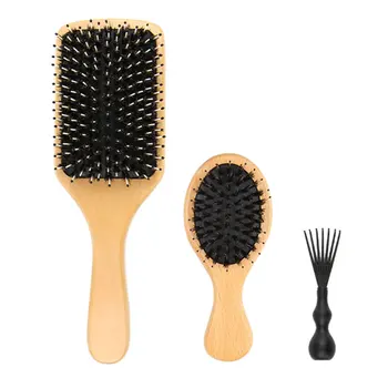 

Women Men Kids Comb Portable Home Travel Handheld Detangling Smoothing Boar Bristle Massaging Wet Dry Hair Brush Set Ergonomic