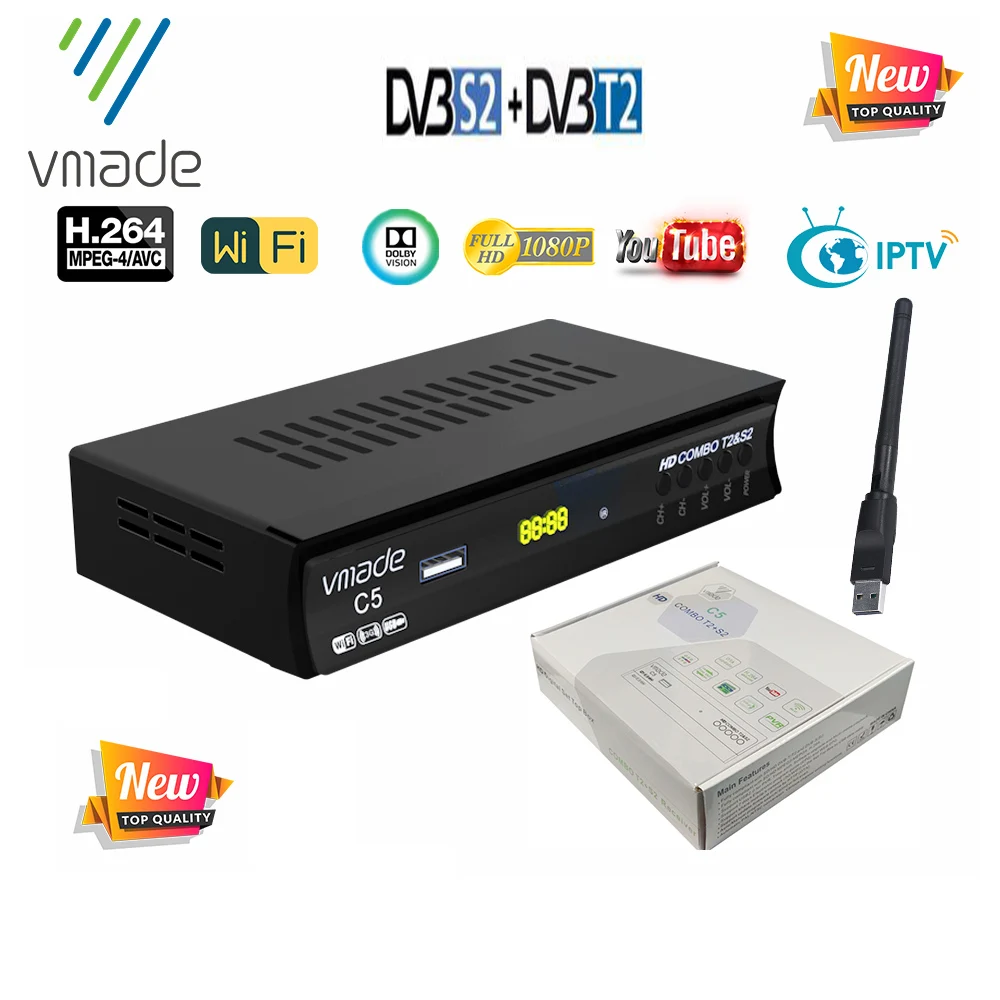 [Низкая цена] ТВ тюнер спутниковый/цифровой наземный/кабельный приемник DVB T2 S2 HD