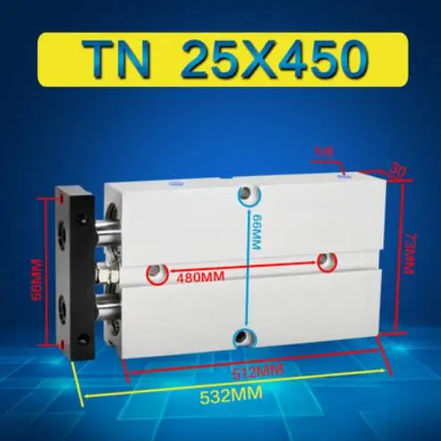TN25X450S Verykom Pneuamtic TDA TN Airtac Тип длинный ход 200 мм до 500 мм двойной стержень поршень воздушного цилиндра тн10*300*16*200*20*400 - Цвет: TN25X450S