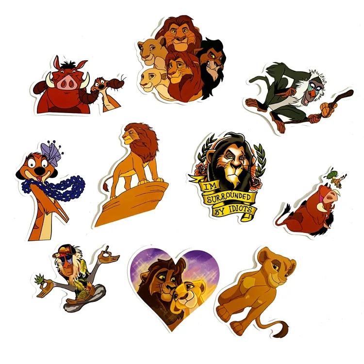 50 шт. ПВХ водонепроницаемый Simba Король Лев Мир животных крутые наклейки на элементы стайлинга для ноутбука и автомобиля телефон велосипеды багаж мотоцикл