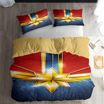 

HELENGILI 3D Bedding Set Avengers Captain Marvel Print Duvet Cover Set Bedcloth with Pillowcase Bed Set Home Textiles #TB-19