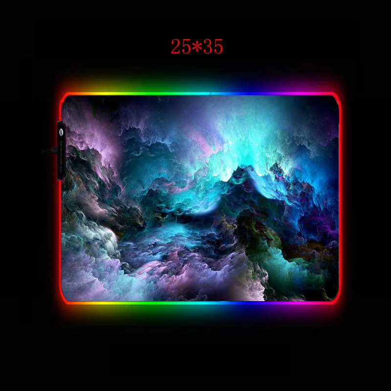 XGZ красочный облака большой светодиодный светильник RGB водонепроницаемый игровой коврик для мыши USB проводной геймерский коврик для мыши 7 цветов для компьютера ПК