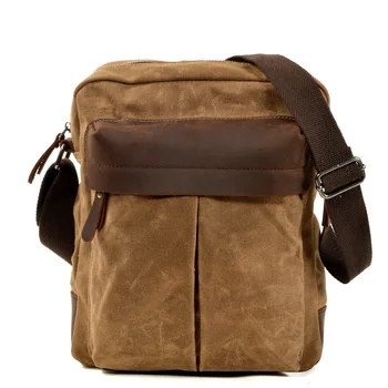 

Vintage Waxed Canvas With Leather Men's Crossbody Bag Messenger Bag For Lawyer
