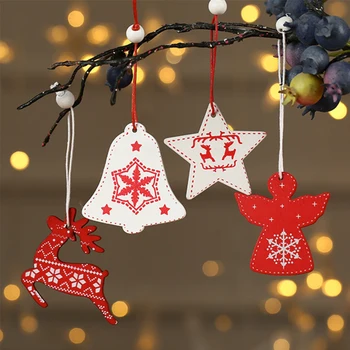 

a set of 12pcs painted wooden small Christmas pendant Ornament 2020 Decoration For Home decor gifts New year's eve decorations
