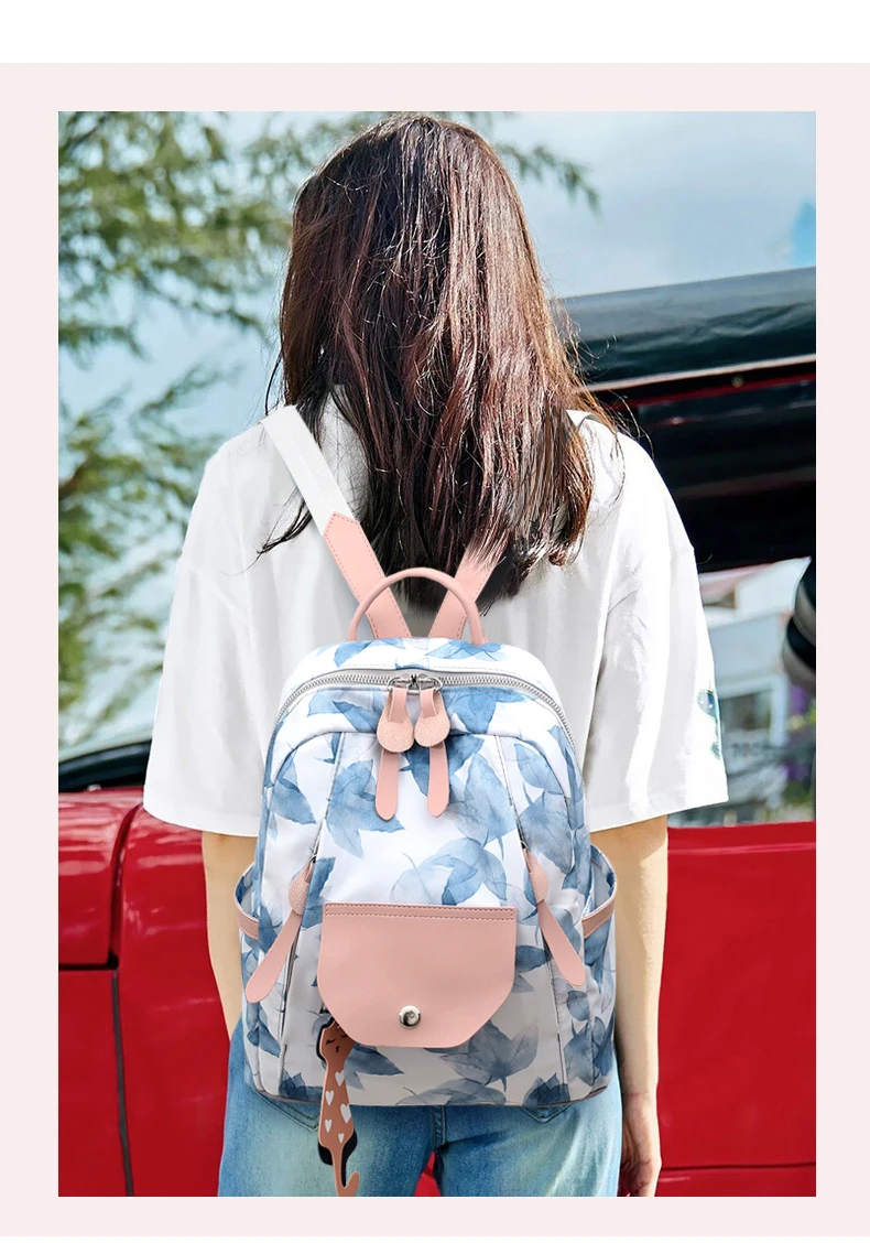 Women Backpack Flower Printing School Backpacks For Teenage Girls Nylon Bookbags Lady Daily Travel sac Shoulder Bags XA511H