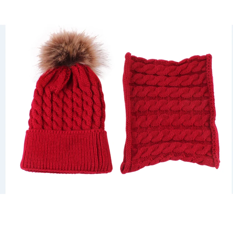 2 шт милый ребенок девочка мальчик ребёнок Младенец Зима Теплый Вязание крючком вязаная шапка шапочка+ шарф сплошной набор