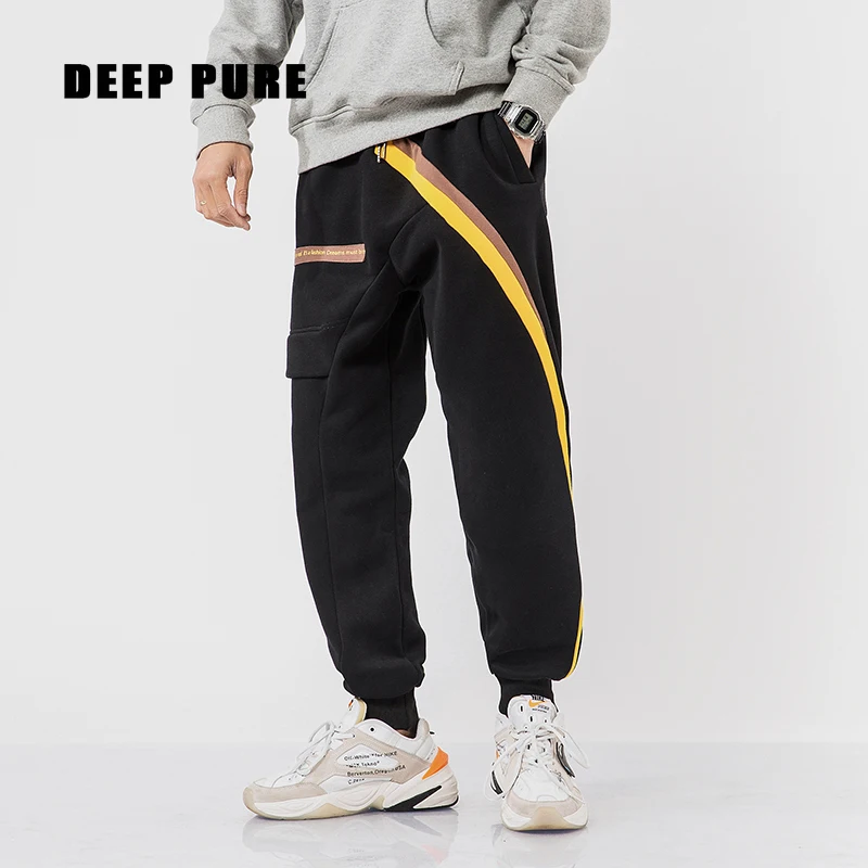 

men pants Pencil Haren Pocket overalls Sports pants elastic waist Three bars Sports pants Corset foot Jogger