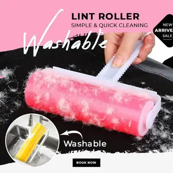 

Reusable & Washable Lint Roller Portable Roller Cleaner Lint Sticky Picker Pet Hair Fluff Remover Brush Reusable Lint Rollers