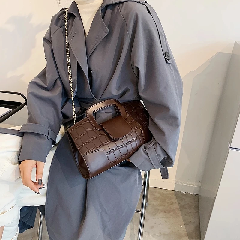 

Stone Pattern PU Leather Tote Bags for Women 2021 Small CrossSac A Main Body Designer Chain Shoulder Bag Luxury Handbags
