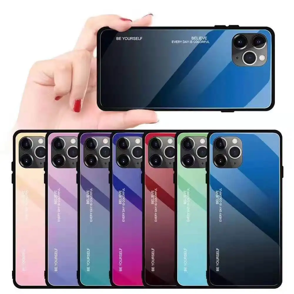 Градиентное закаленное стекло чехол для iPhone 7 6 8 6s Plus X Xs Max Xr защитный 11 Pro XS MAX S