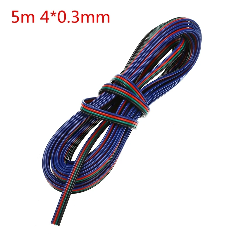 Удлинительный кабель для колонок 4pin 5m/10m 22 Awg RGB + белый провод соединительный 3528 5050