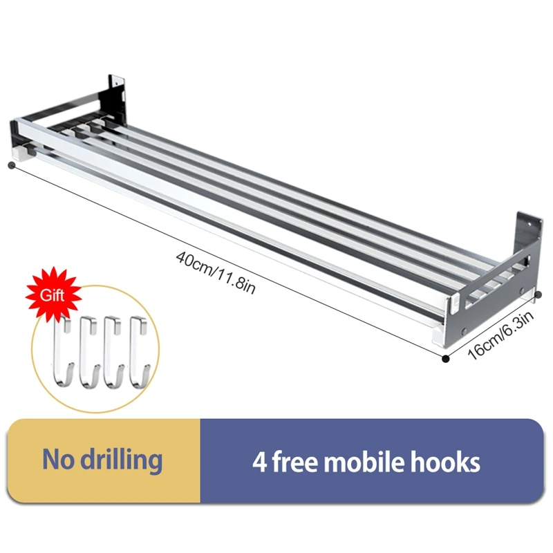 Stainless Steel Storage Hanging Shelf Kitchen Shelf for Storage Organizer Wall Shelf Spice Rack Punch Free Storage Racks Stainless Steel Storage Hanging Shelf Kitchen Shelf for Storage Organizer Wall Shelf Spice Rack Punch Free Storage Racks